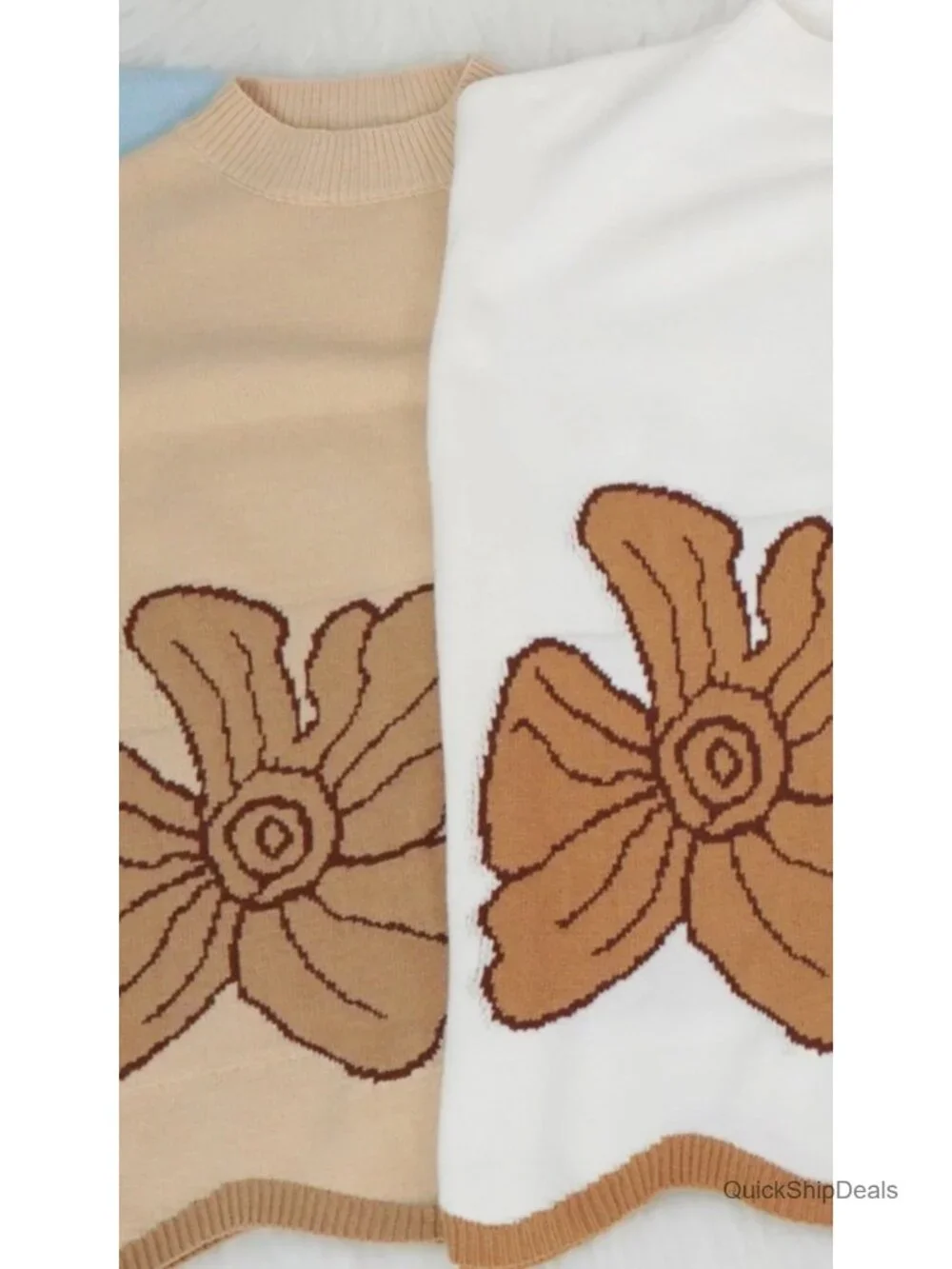 Women's Short Sleeve Floral Sweater Mock Neck Lightweight Knit Top